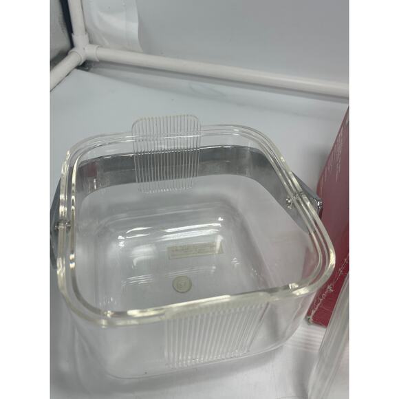 Retro 80's Lucite Cube Ice Bucket Pozzi Guzzini Amanda with Original Tongs - Picture 6 of 10
